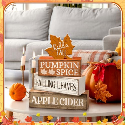 Moucuny 4 Pcs Fall Decor Wooden Maple Leaf Decoration Thanksgiving Decor - style: Maple Leaf