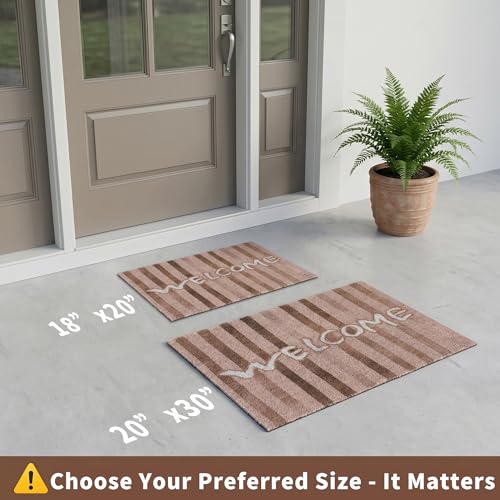 Brown Striped Coil Welcome Mat 20x30 Inch - color: Brown Striped