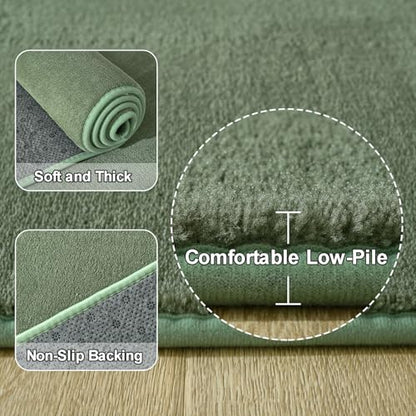 Amearea Modern Soft Hallway Runner Rug, 2x6 Sage Green Washable Runner Rugs - color: Sage Green, size: 2' x 6' (Runner)