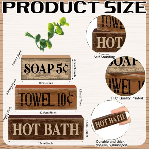 Moucuny 4 Pcs Rustic Bathroom Shelf Decor Wooden Block Signs, Farmhouse - style: Bathroom Price List