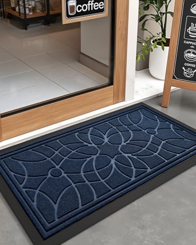 DEXI Front Door Mat Outside Entrance 24x47, Heavy Duty Non Slip, Blue - color: Blue, size: 24" X 47" (Rectangular)