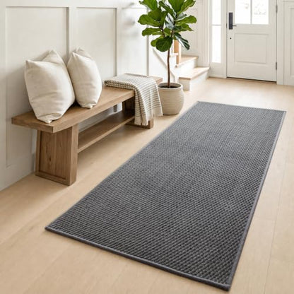 Sunfly 2x5 Runner Rug with Non Slip Rubber Backing Dark Grey - color: Dark Grey, size: 2' x 5' (Rectangular)