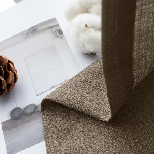 Melodieux Brown Semi Sheer Curtain Valance for Kitchen Cafe Small Windows Linen Rustic Rod Pocket Valance, 52 by 18 Inch, 1 Panel - color: Dark Brown, size: 52"W x 18"L (Pack of 1)