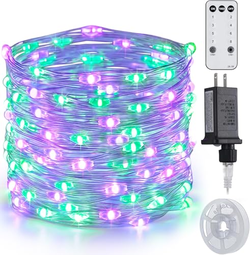 JMEXSUSS 200 LED Purple and Green Halloween Fairy Lights Plug in - color: Purple Green, size: 66FT 200LED