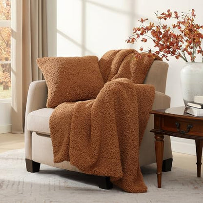 HiEnd Accents Teddy Caramel 60x90 inch Boucle Throw Blanket - color: Caramel, size: 60" x 90"