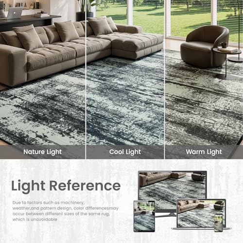 Merelax 6x9 Black White Washable Area Rug Non-Slip Faux Wool Abstract Rug - color: Black White, size: 6' x 9'(72''x108'')