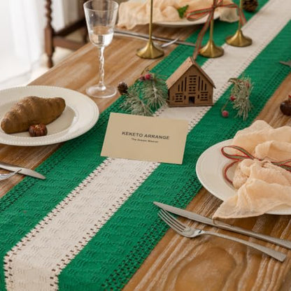Keketoarrange Christmas Green Boho Table Runner 12x36 Inch - color: Christmas Green, size: 36"L