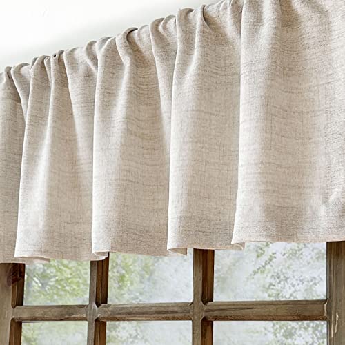 Oindec 2 Pack Farmhouse Faux Linen Valance Curtains, 54x15 inch, Natural - color: Natural, size: 54"W x 15"L (Pack of 2)