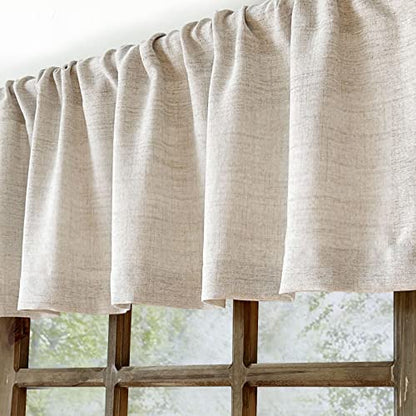 Oindec 2 Pack Farmhouse Faux Linen Valance Curtains, 54x15 inch, Natural - color: Natural, size: 54"W x 15"L (Pack of 2)