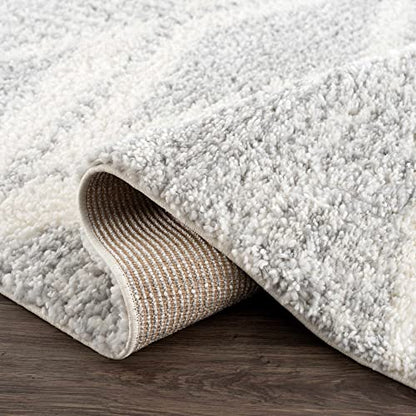 Hauteloom Winnebago Moroccan Farmhouse Hallway Entryway Kitchen Shaggy Runner Rug - Bohemian Shag - Plush High Pile - Southwestern Boho Soft Carpet - Grey, Beige - 2'7" x 7'3" - color: Gray, Cream / Gala, size: 2'7" x 7'3" (Runner)