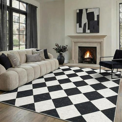 GarveeHome 5x7 Checkered Area Rug Black and White Washable Living Room Rug - color: Black/White, size: 5' x 7' (Rectangular)