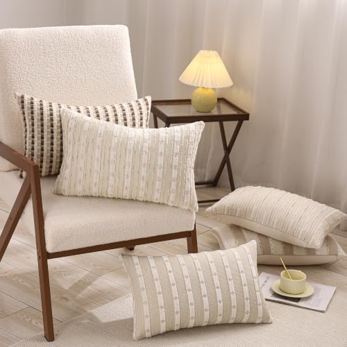 Beige Boho Outdoor Throw Pillow Covers 12x20 Set of 2 - color: Beige, size: 20" x 12" (Pack of 2)