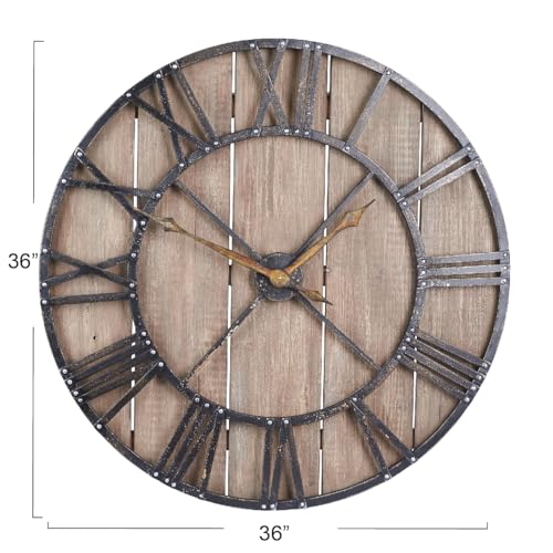 Household Essentials Roman Numeral Iron & Wood Gallery Wall Clock
