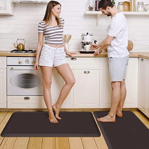 HappyTrends 2 PCS Kitchen Mat Cushioned Anti-Fatigue Floor Mat, Heavy Duty - color: Chocolate, size: 17.3"x39"+17.3"x39"