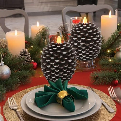 Wondise Flameless Candles with 6H Timer Pine Cone Candles - color: 2-Brown