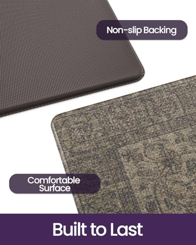 DEXI Kitchen Floor Mats Cushioned Anti Fatigue Runner Rug, 24x87 Brown - color: Mottled Brown, size: 87"L x 24"W x 0.4"Th