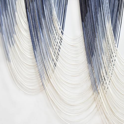 Macrame Wall Hanging Dip-Dyed Navy Blue Boho Wall Art Yarn 57" W*41" L - color: Navy Blue