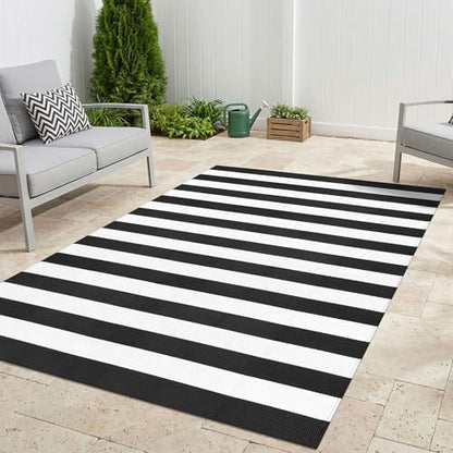 KILOCOCO Black White Striped Rug 5x7 Area Rug for Living Room Washable Rugs - color: Black and White Stripe, size: 5' x 7' (Rectangular)