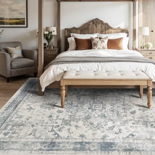 Rugxara 6x9 Washable Area Rug for Living Room,Light Blue Grey - color: Blue & Grey, size: 6' x 9' (Rectangular)