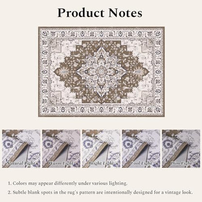 Rugflix 8x10 Area Rugs for Living Room, Washable Brown Beige Large Rug - color: Brown Beige, size: 8' x 10' (Rectangular)