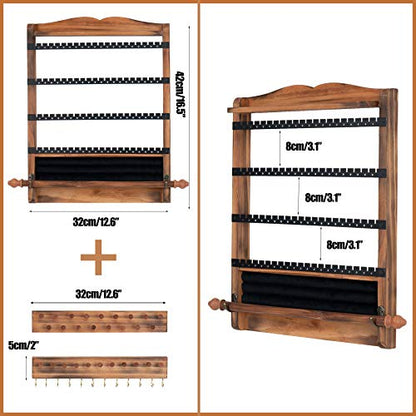3Pcs Wood Earring Organizer,Wall Jewelry Organizer,Jewelry Storage - color: Brown+Black