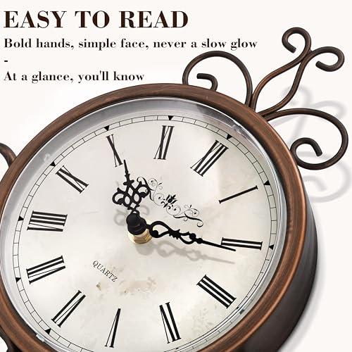 Mantel Clock Table Clock on Stand Retro Desk Shelf Brass Clock Non-Ticking - color: Retro-brass