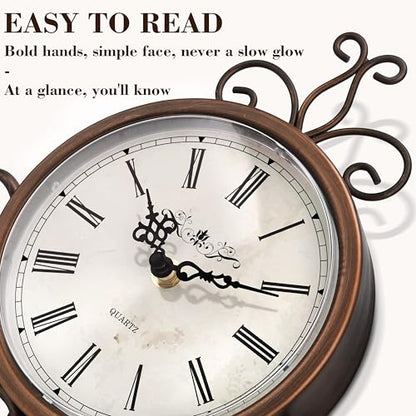 Mantel Clock Table Clock on Stand Retro Desk Shelf Brass Clock Non-Ticking - color: Retro-brass