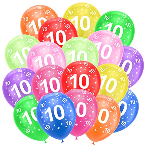 Ainiv 10th Birthday Balloons 18PCS, 12inch Numbers Printed Latex Balloons | 10th Anniversary Party Supplies Balloons, Numbers Party Balloons Decorations for Girls Boys 10 Year Old Birthday Party - color: 18pcs-10nd Birthday