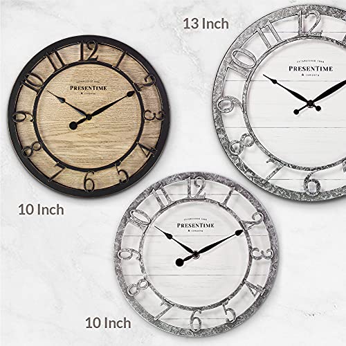 Presentime 10" Farmhouse Series Wall Clock - color: Oil Rubbed Bronze, size: 10 inch
