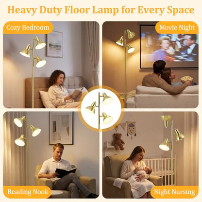 3 Light Floor Lamps for Living Room, 67" Tall Metal Modern Tree Floor Lamp - color: Gold