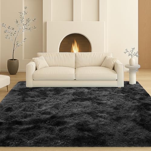 Area Rugs for Living Room, Bedroom, Darkgrey Plush Fluffy Carpet - color: Darkgrey, size: 6' x 9' (Rectangular)