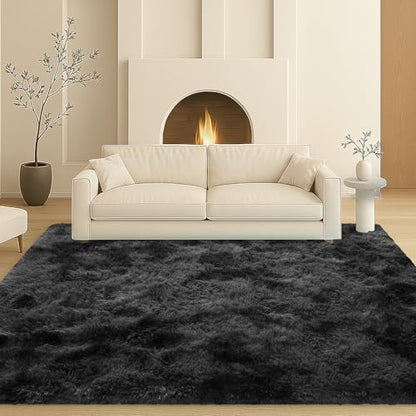 Darkgrey Fluffy Shag Area Rug, Non-Slip Thick Soft Carpet for Home - color: Darkgrey, size: 5' x 7' (Rectangular)