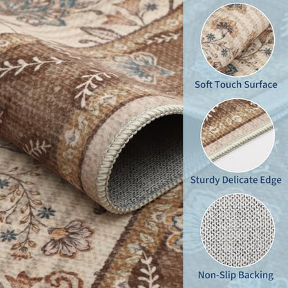 GarveeHome 2x6 Washable Runner Rug Brown Non Slip Kitchen Runner - color: Brown, size: 2' x 6' (Rectangular)