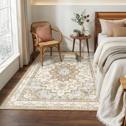 Area Rugs 3x5 Washable Non-Slip Boho Indoor Carpets, Beige Tan - color: Beige Tan, size: 3' x 5' (Rectangular)