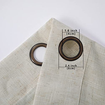 KOUFALL Tan Beige Bronze Grommet Linen Blend Sheer Curtains 52x45 Inches Long for Bedroom - color: Linen, size: 52"W x 45"L (Pack of 2)