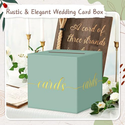 Elegant Sage Green Wedding Card Box, Gold Foil Gift Card Box for Party - color: Z01 Sage Green and Gold Foil