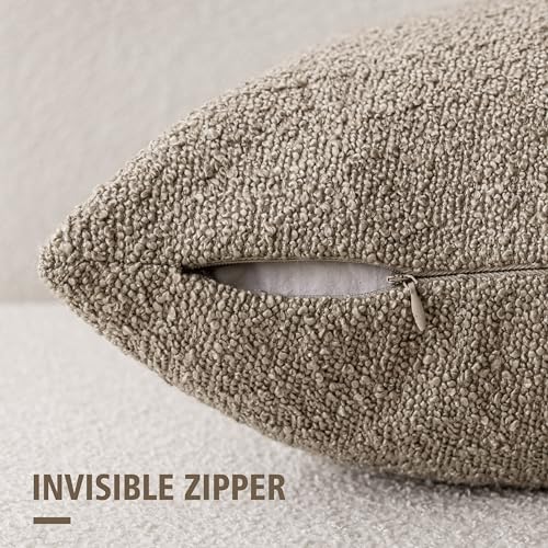 Foindtower Decorative Textured Boucle Throw Pillow Covers 16x16 Light Khaki - color: Light Tan, size: 16" x 16" (Pack of 2)