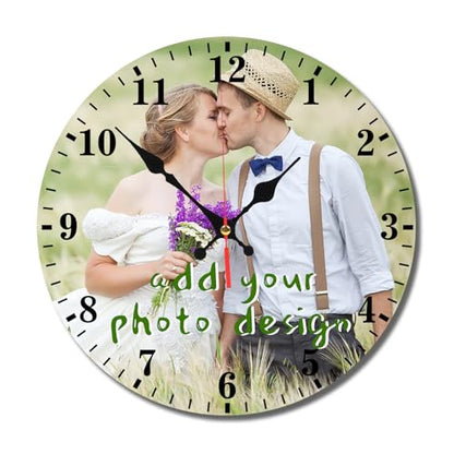 Custom Clock Customized Wall Clocks Personalized Your Photo Text Name Silent (10 12 inch), PVC, Dial Plate Optional (12 * 12in) - size: 12*12in