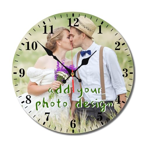 Custom Clock Customized Wall Clocks Personalized Your Photo Text Name Silent (10 12 inch), PVC, Dial Plate Optional (12 * 12in) - size: 12*12in