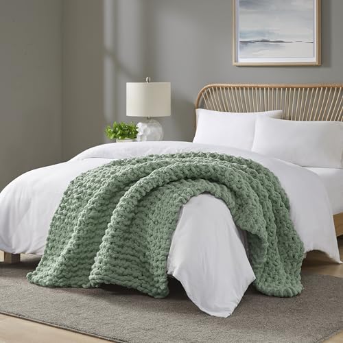 Madison Park Chenille Chunky Knit Throw Blanket, 50 x 60, Sage Green - color: Sage Green
