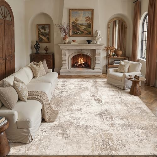 HUGEAR 8x10 Brown Abstract Washable Area Rug for Living Room - color: Brown, size: 8' x 10' (Rectangular)