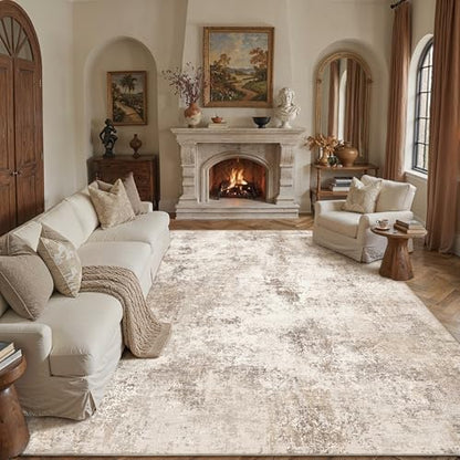 HUGEAR 8x10 Brown Abstract Washable Area Rug for Living Room - color: Brown, size: 8' x 10' (Rectangular)