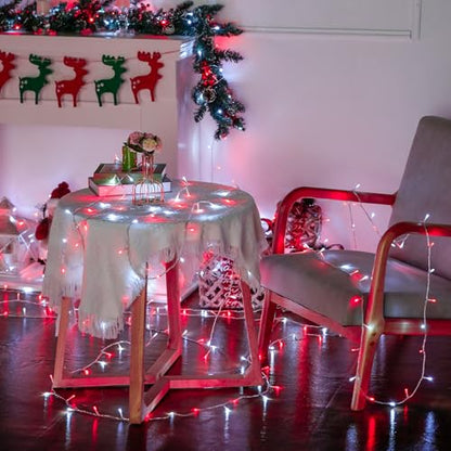 JMEXSUSS163ft 500 LED Red and White Christmas Lights Plug in with 8 Modes - color: Red White, size: 500 LED