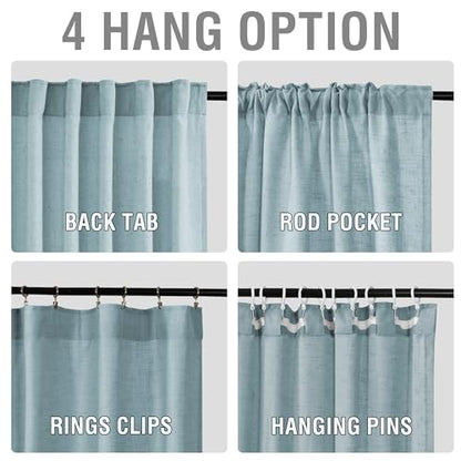 H.VERSAILTEX Semi Sheer Linen Curtains 108 Inch for Living Room, Cloud Blue - color: *Cloud Blue, size: 52"W x 108"L (Pack of 2)