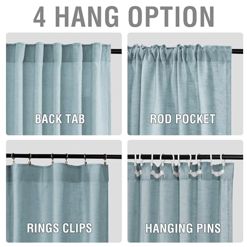 H.VERSAILTEX Semi Sheer Linen Curtains 96 Inch for Living Room, Cloud Blue - color: *Cloud Blue, size: 52"W x 96"L (Pack of 2)