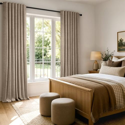 MIULEE 100% Blackout Linen Curtains 42 x 84 Inch Copper Brown 2 Panels - color: Copper Brown, size: 42"W x 84"L (Pack of 2)