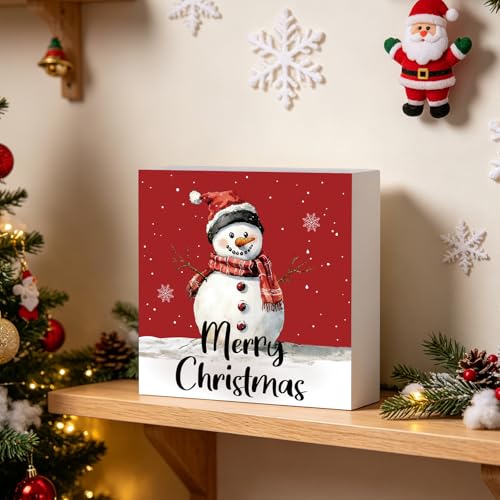 Christmas Decorations Indoor Christmas Decor Wooden Sign 5.9 x 5.9 Inch