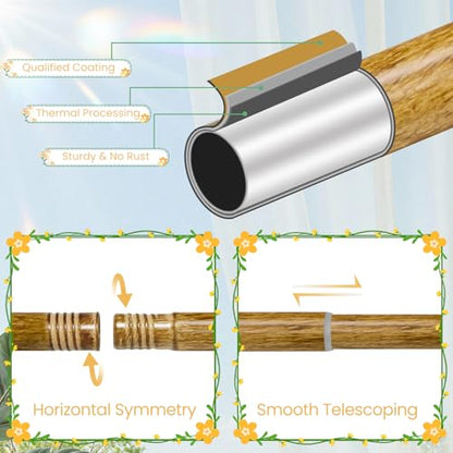 Wood Curtain Rod 66-120 Inch Heavy Duty Boho Carved Finial - color: Wood, size: 66-120"