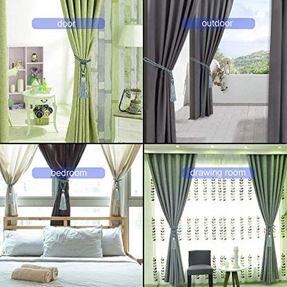4 Pack Curtain Tiebacks Handmade Tassel Rope Curtain Holdbacks - color: Light Blue, size: 4p