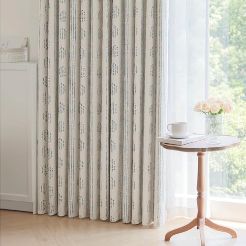 100% Blackout Blue Boho Curtains, 90 Inches, 2 Panels for Bedroom - color: Blue, size: 52"W x 90"L (Pack of 2)